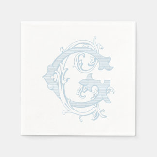 Lichtblauwe "G" Monogram Cocktails Servetten