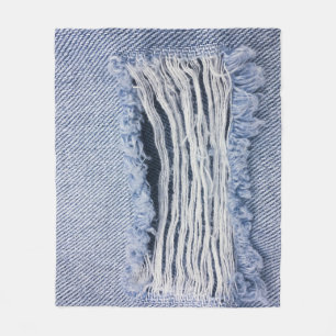 Lichtblauwe gescheurde jeans textuur fleece deken
