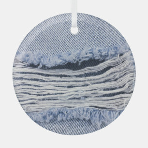 Lichtblauwe gescheurde jeans textuur glas ornament