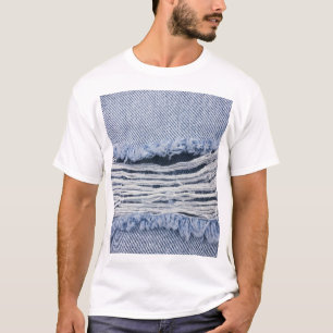 Lichtblauwe gescheurde jeans textuur t-shirt