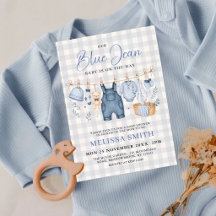 Lichtblauwe Gingham Blauwe Spijkerbaby Shower