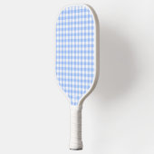 Lichtblauwe Gingham Pickleball Paddle met naam (Links)