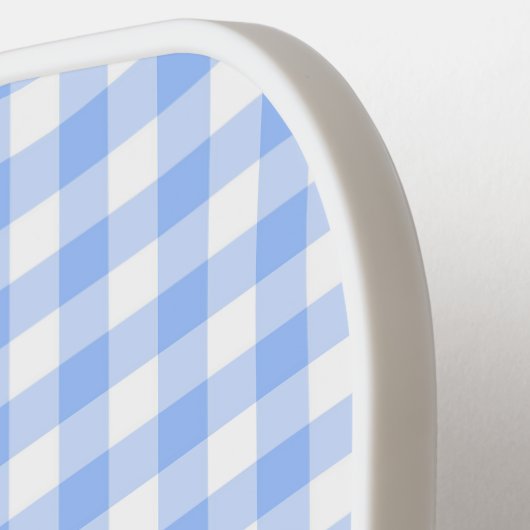 Lichtblauwe Gingham Pickleball Paddle met naam (Links Detail)