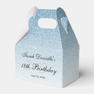 Lichtblauwe glam glitter gepersonaliseerd bedankdoosjes