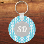 Lichtblauwe Golf Aangepaste Monogram Sleutelhanger (Voorkant)