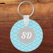 Lichtblauwe golf aangepaste monogram sleutelhanger (Voorkant)