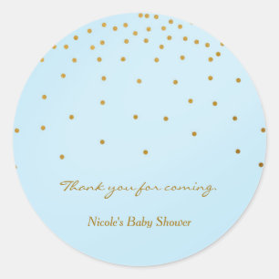 Lichtblauwe & Gouden Folie Stippen Moderne Favor S Ronde Sticker