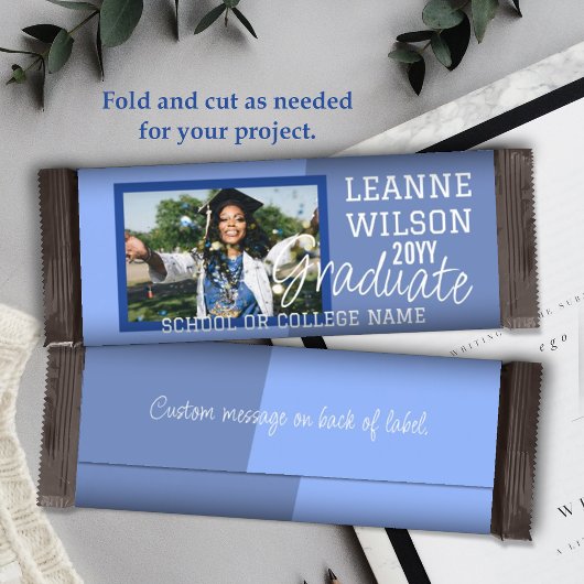 Lichtblauwe Graduatie Custom Candy Bar Wrapper Flyer