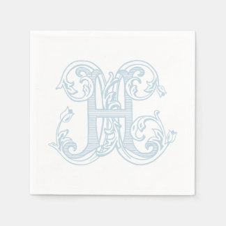 Lichtblauwe "H" Monogram Cocktails Servetten