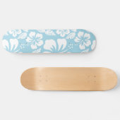 Lichtblauwe Hawaiiaanse tropische hibiscus Skateboard (Horizontaal)