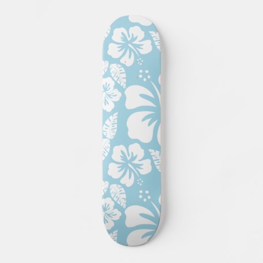 Lichtblauwe Hawaiiaanse tropische hibiscus Skateboard (Voorkant)