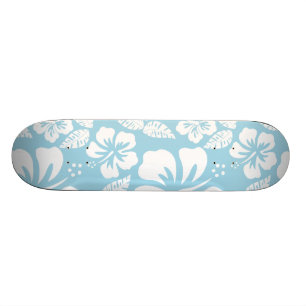 Lichtblauwe Hawaiiaanse tropische hibiscus Skateboard