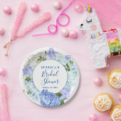 Lichtblauwe Hortensia Bloem Bruiloft Feest Papieren Bordje (Feest)