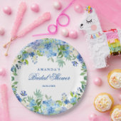 Lichtblauwe Hortensia Bruidsfeest Papieren Bordje (Feest)
