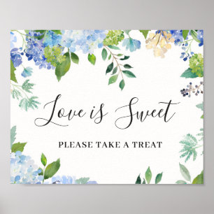 Lichtblauwe Hortensia Liefde is Zoet Poster