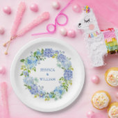 Lichtblauwe Hydrangea Bloemstuk Bruiloftsfeest Papieren Bordje (Feest)