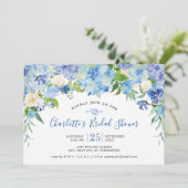 Lichtblauwe Hydrangea Bruiloft Feest Kaart (Staand voorkant)