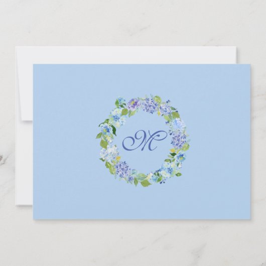 Lichtblauwe Hydrangea Bruiloft Feest Kaart (Achterkant)