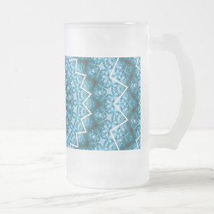 Lichtblauwe Kaleidoscoop / Mandala Matglas Bierpul