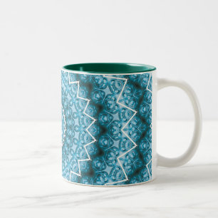 Lichtblauwe Kaleidoscoop / Mandala Tweekleurige Koffiemok