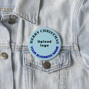 Lichtblauwe Kerst Zakelijke Ronde Vorm Button