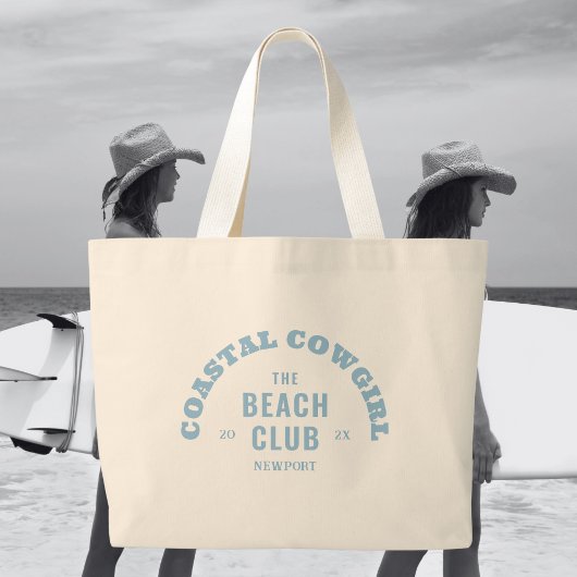 Lichtblauwe Kust Cowgirl De Bach Club Grote Tote Bag