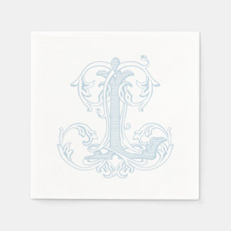 Lichtblauwe "L" Monogram Cocktails Servetten