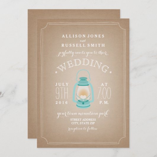 Lichtblauwe lantaarn Cardstock Geïnspireerd Camp W Kaart (Voorkant / Achterkant)