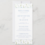 Lichtblauwe lente bloem bruiloft programma kaarten (Voorkant)