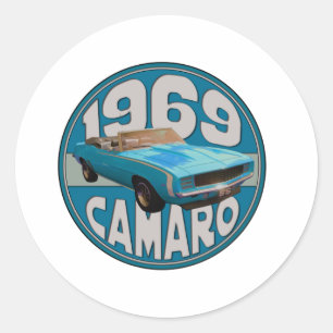 Lichtblauwe lijn 1969 Camaro Super Sport Ronde Sticker