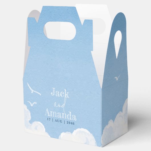 Lichtblauwe lucht Waterverf bruiloft gunst dozen Bedankdoosjes (Geopend)