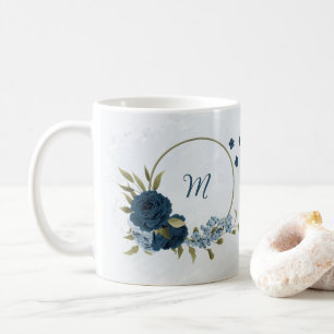 lichtblauwe marine bloemen koffiemok