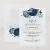 Lichtblauwe marinebloemen trouwdetails informatiekaartje (Voorkant / Achterkant)