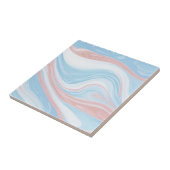 Lichtblauwe marmeren Tegel - pastelblauw & witte g Tegeltje (Zijkant)