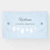 Lichtblauwe minimalistische Baby Boy Shower Welkom Spandoek (Horizontaal)