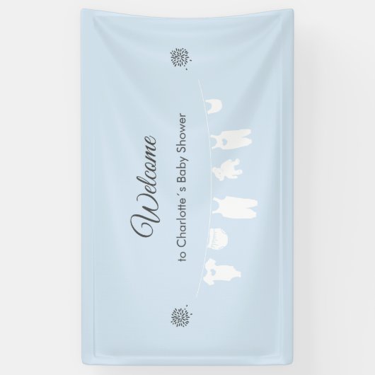 Lichtblauwe minimalistische Baby Boy Shower Welkom Spandoek (Verticaal)