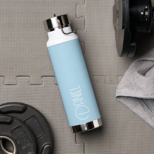 Lichtblauwe moderne typografie gepersonaliseerd waterfles