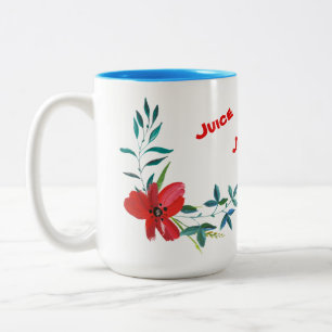 Lichtblauwe mok met bloem Decorate