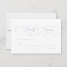 Lichtblauwe Monogram Trouw RSVP Kaart
