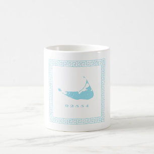 Lichtblauwe Nantucket 02554 Postcode Koffie Mok