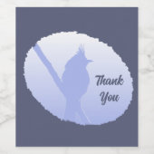 Lichtblauwe Natuur vogelsilhouet Dank u Wijn Etiket (Enkel label)