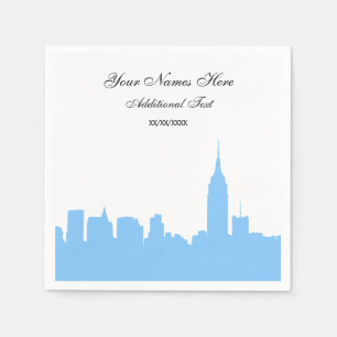 Lichtblauwe NYC Silhouet van de luchtlijn, ESB Servetten