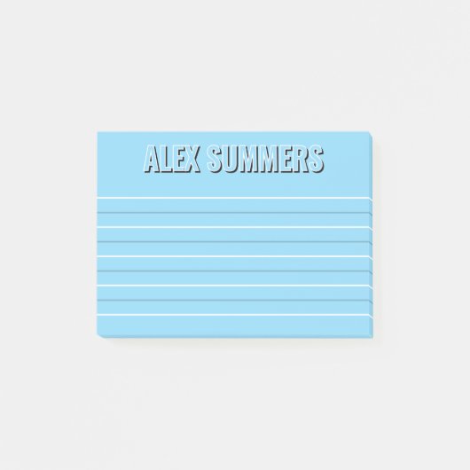 Lichtblauwe omtrek Schaduwblokletters met voering Post-it® Notes (Voorkant)
