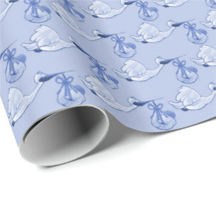 Lichtblauwe ooievaar cadeaupapier