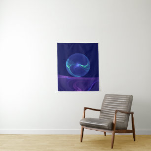 Lichtblauwe Paarse Droom Abstracte Fractale Kunst Wandkleed