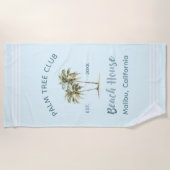 Lichtblauwe palmbomen Modern Seaside Cottage Strandlaken (Voorkant)