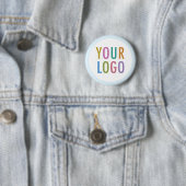 Lichtblauwe Pin Terug Button Custom Logo Round Bad (In situ)