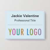 Lichtblauwe Pinback Badge Logo 3,5 inch Naam Butto Button (Voorkant)