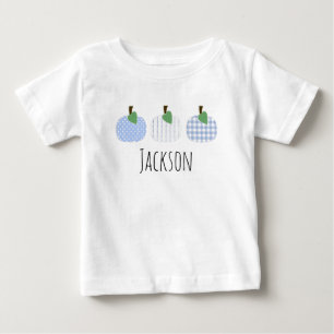 Lichtblauwe pompoen trio t-shirt voor baby jongens