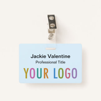 Lichtblauwe PVC Naam Badge met Clip Lanyard Reel